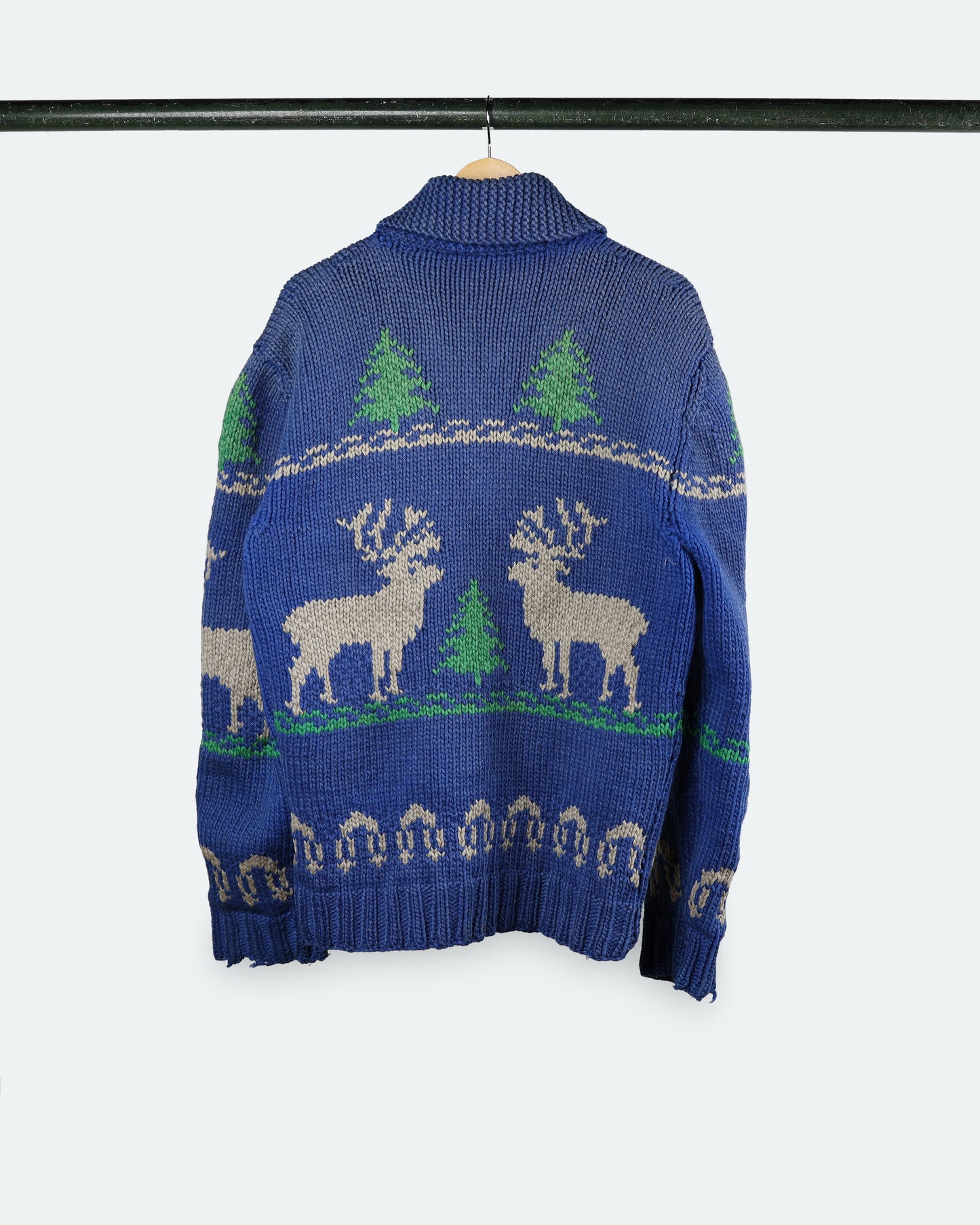 Vintage Blue Deer Cowichan Sweater