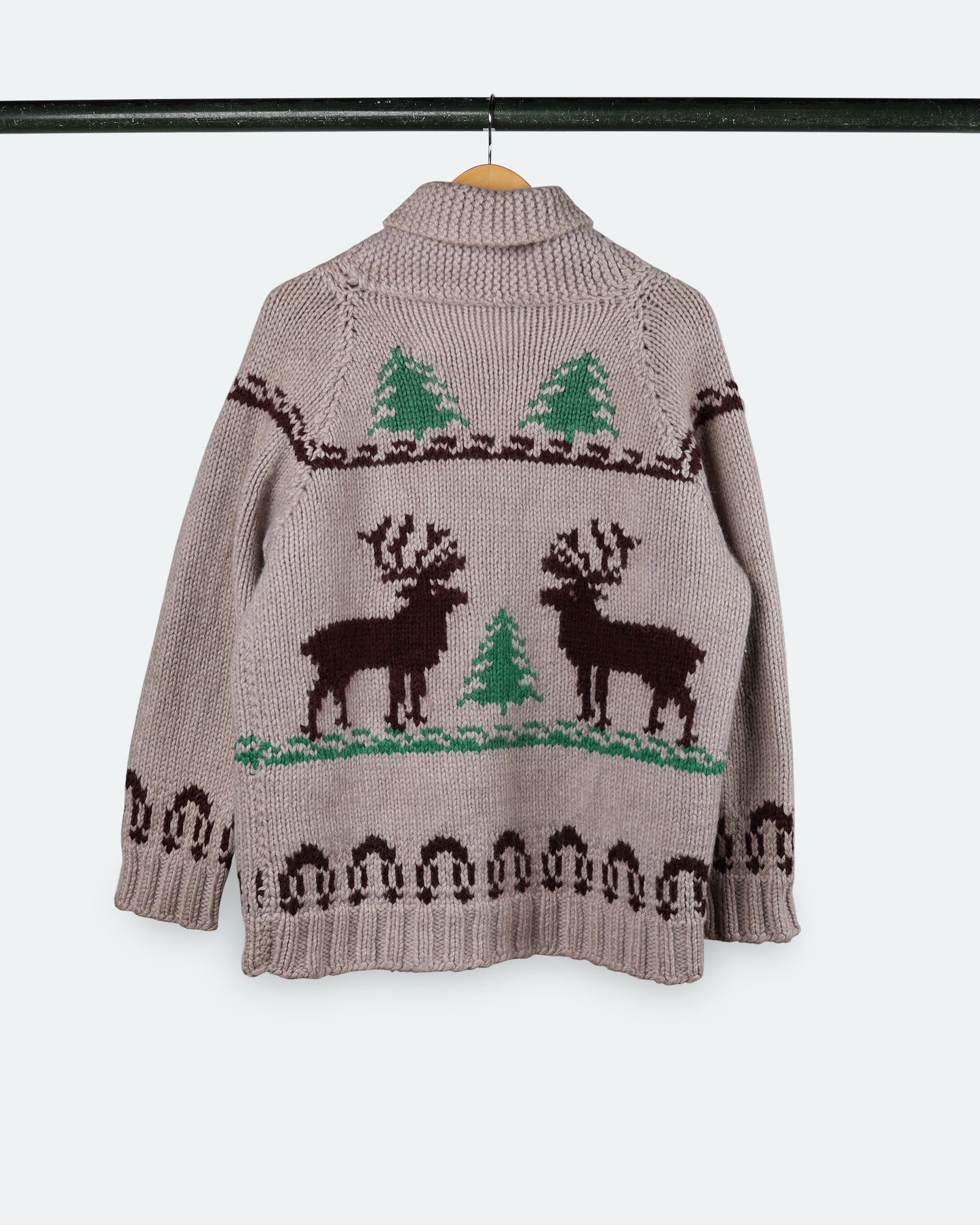 Vintage Grey Deer Cowichan Sweater