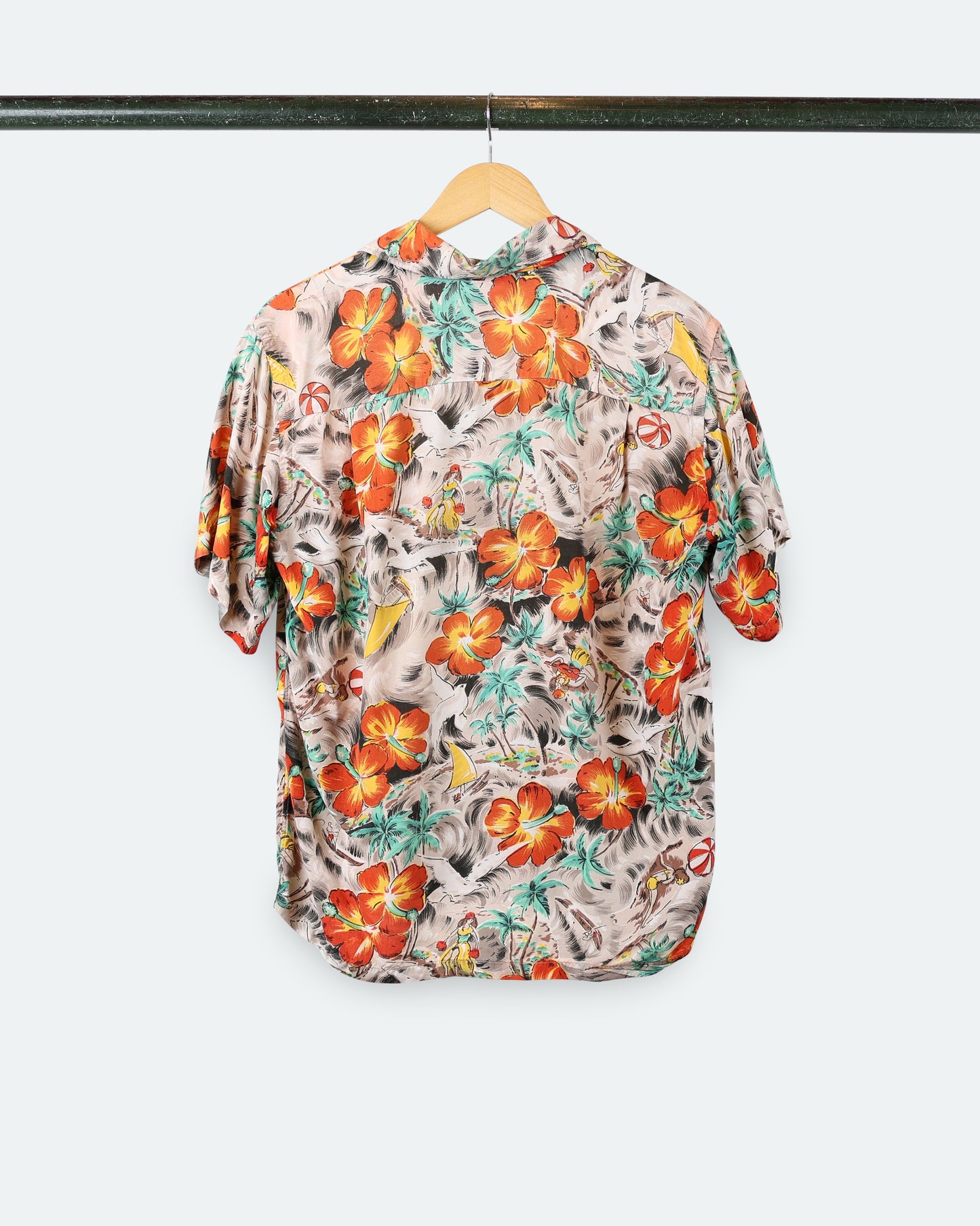 50s Aloha Shirt Rayon Seagull Button Up