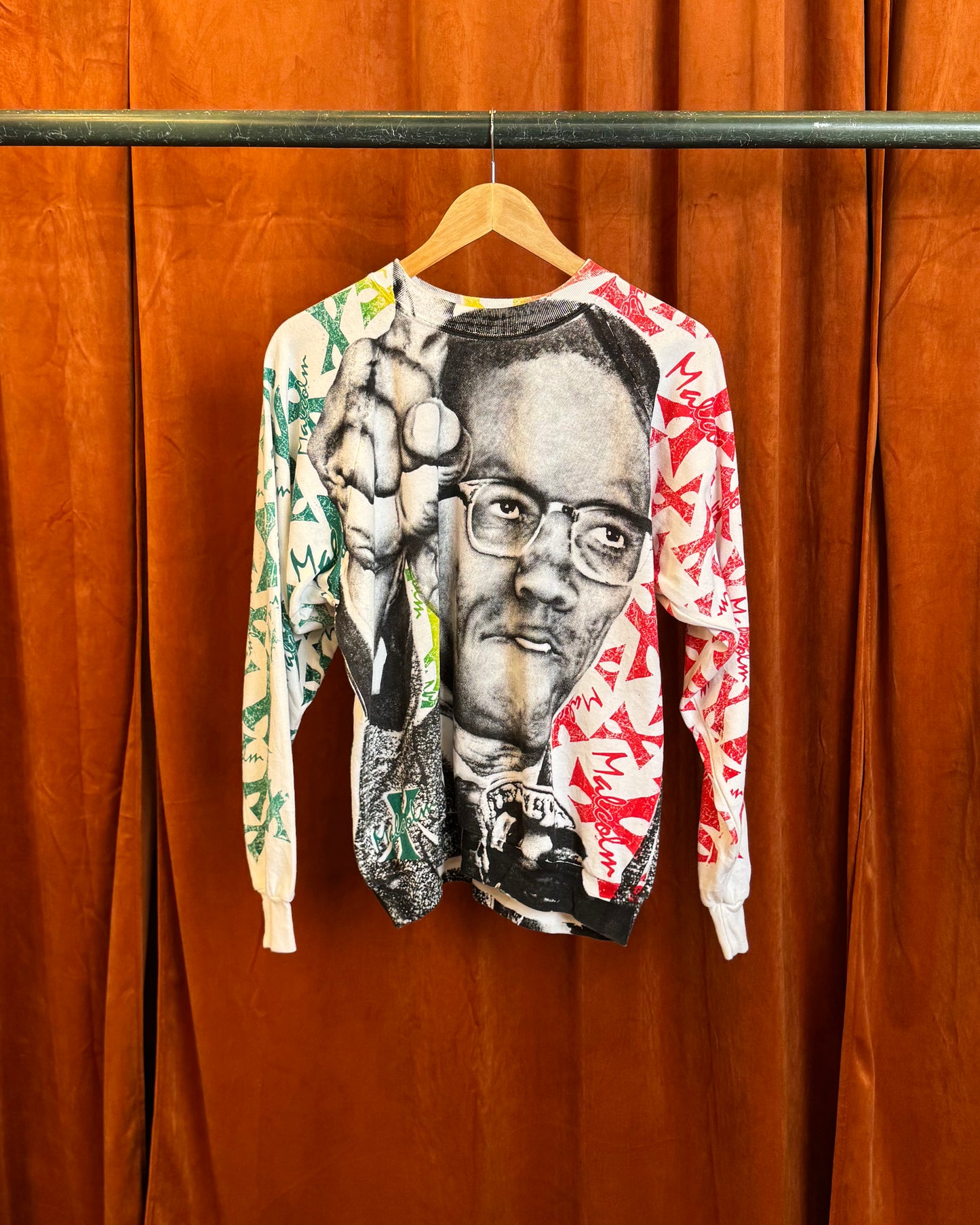 90s Malcom X AOP Crewneck