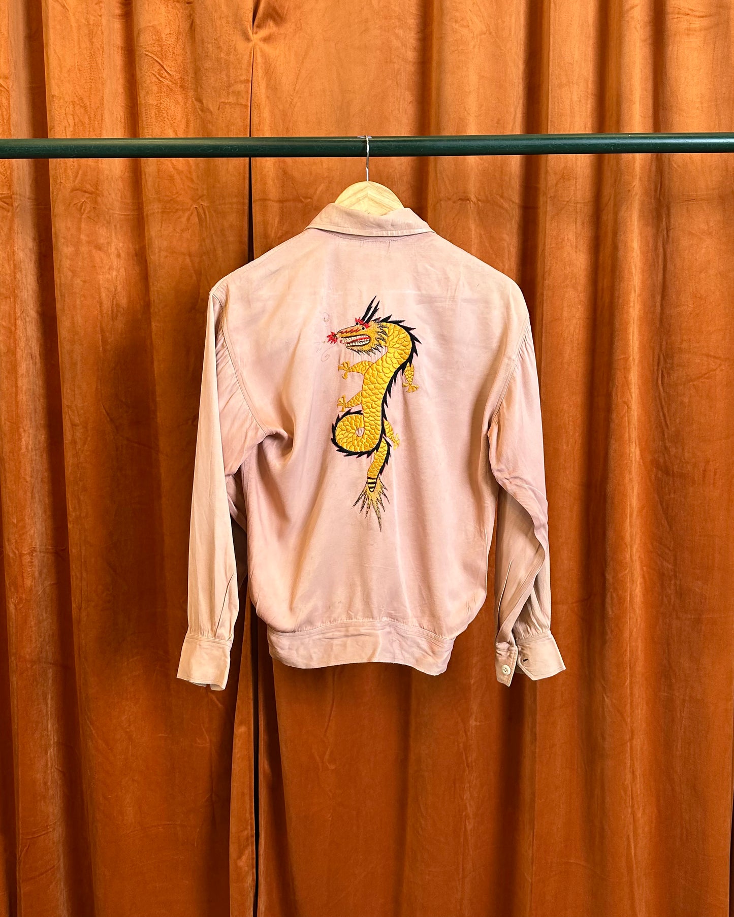 60s Philippines Souvenir Dragon Satin Jacket