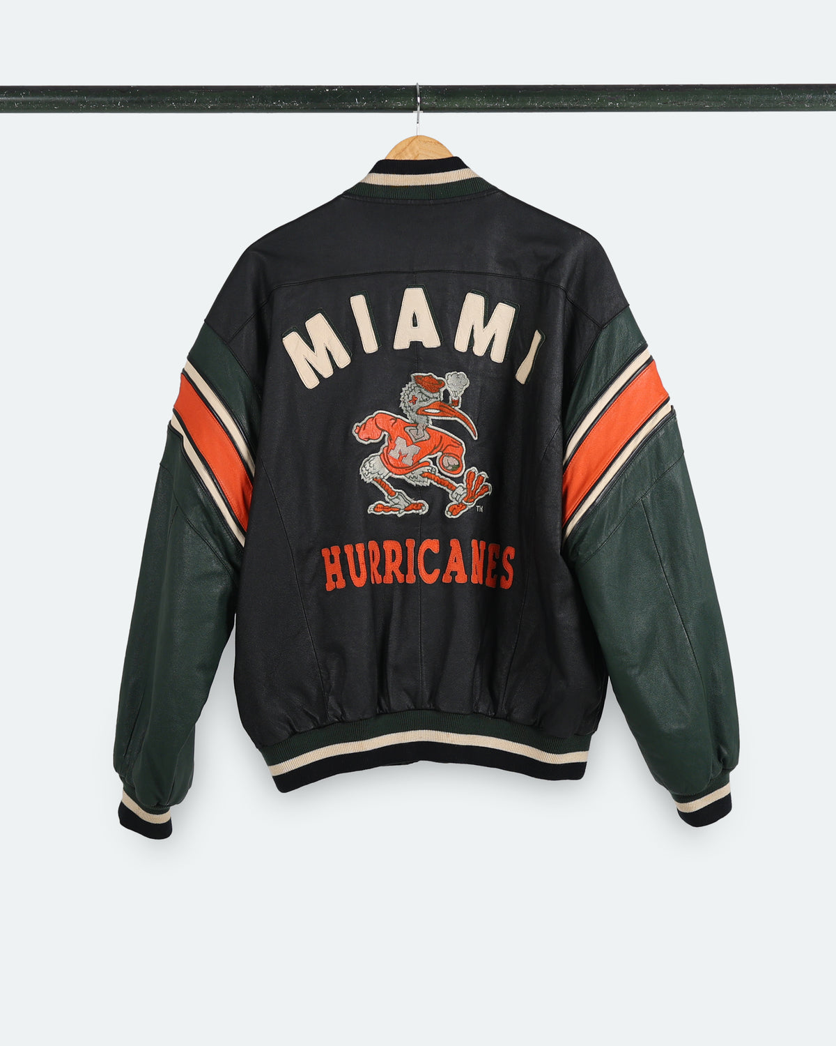 90s Miami Hurricanes Leather Jacket
