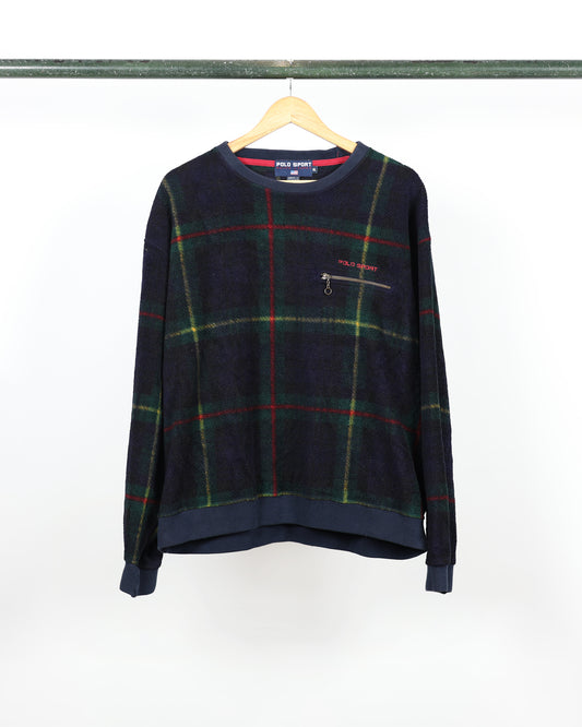 90s Polo Sport Plaid Fleece Pullover