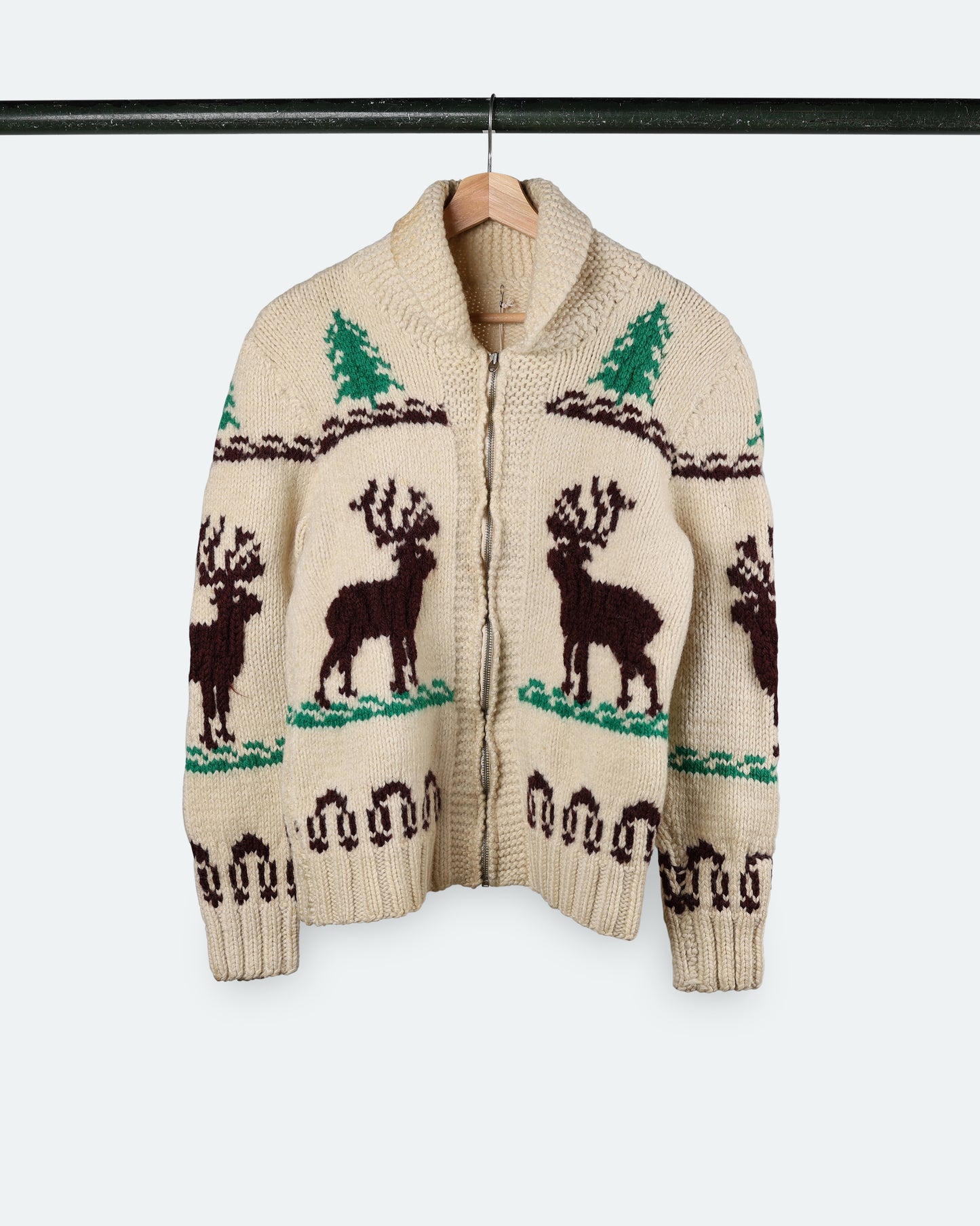 Vintage White Deer Cowichan Sweater