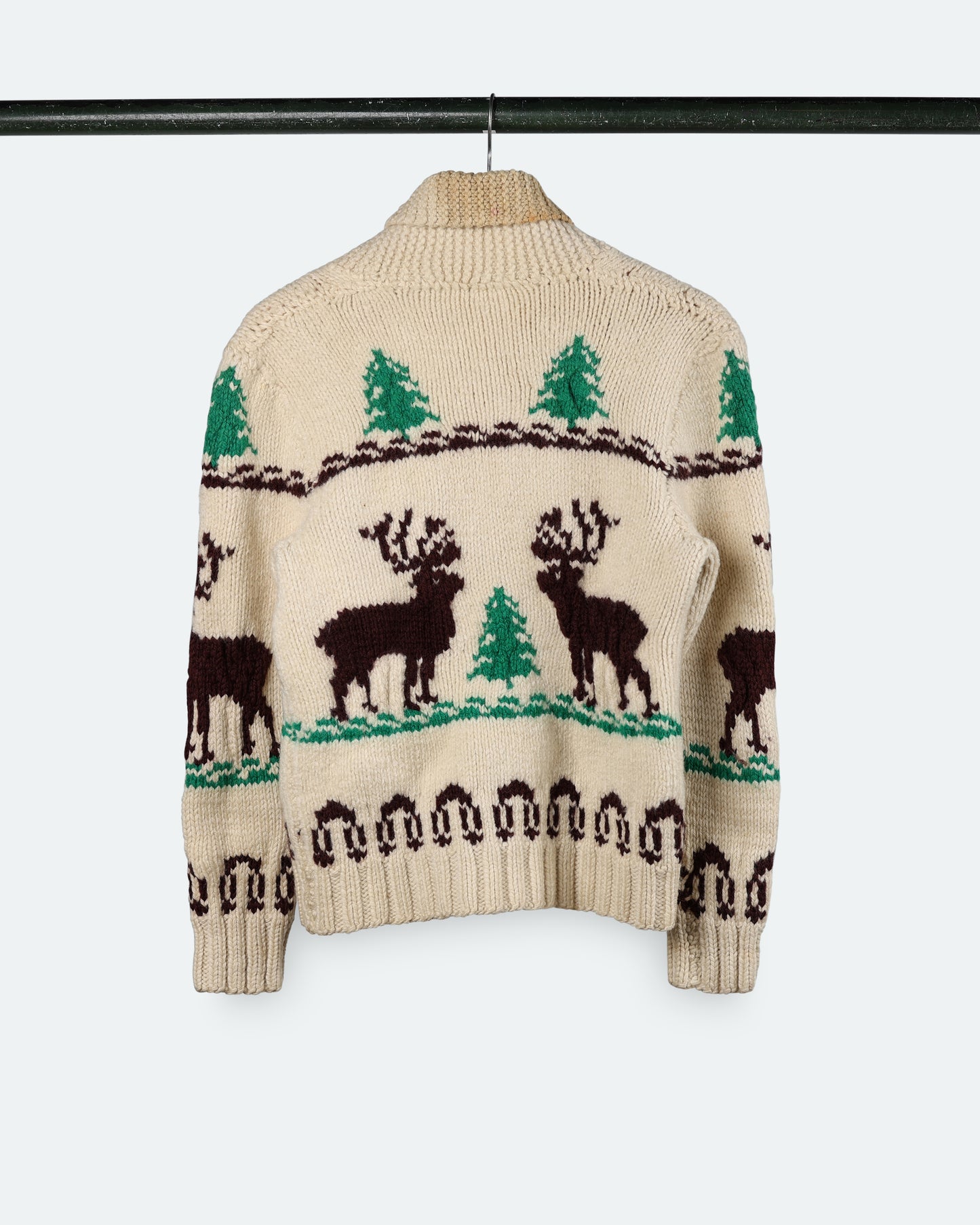 Vintage White Deer Cowichan Sweater