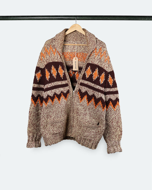 Vintage Zig-Zag Knit Cowichan Sweater