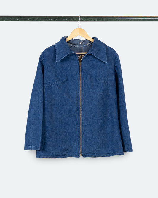Vtg Zip Up Denim Jacket