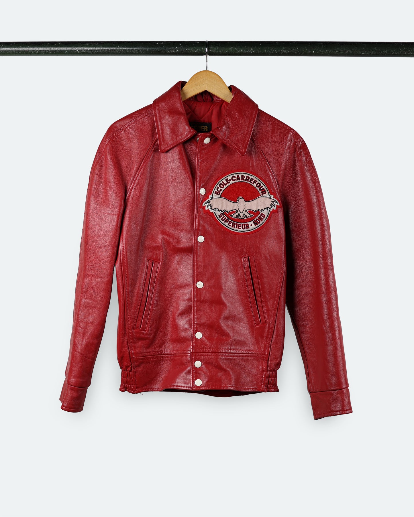 Ecole-Carrefour Leather Varsity Jacket