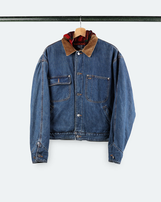 90s Polo R.L. Plaid Lined Denim Jacket