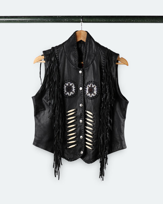 90s Hot Leathers Bone Vest