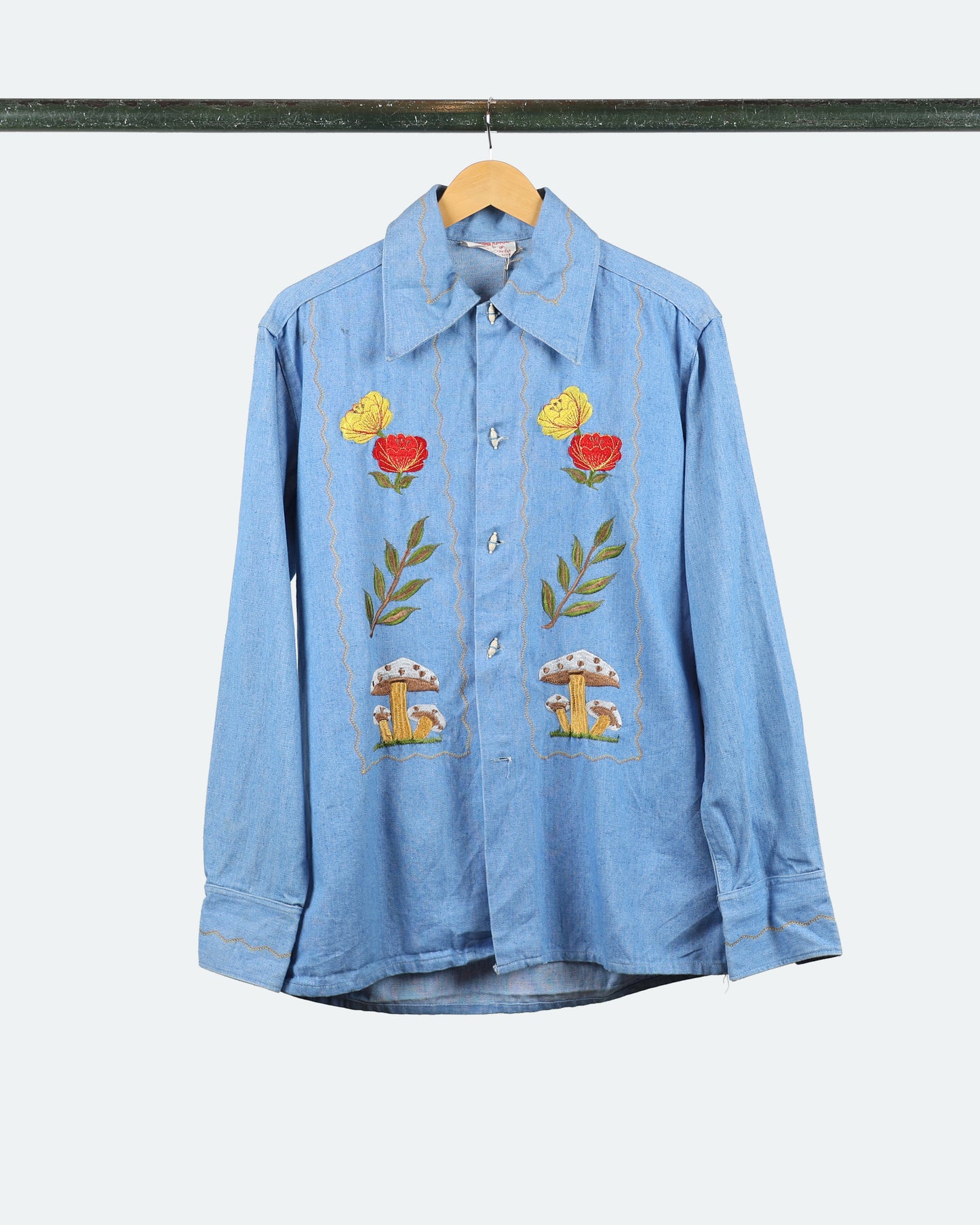 70s Embroidered Denim Shirt
