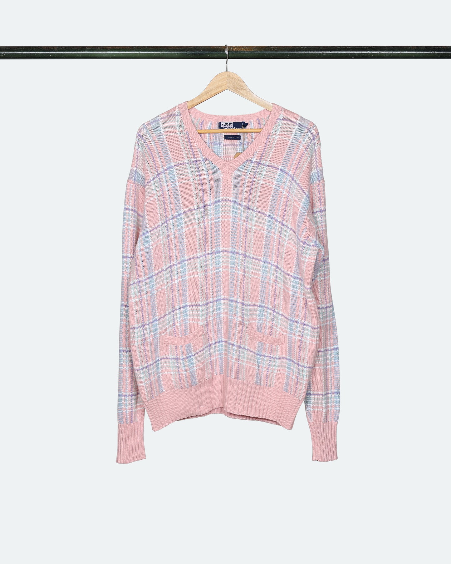 90s Polo Plaid V-Neck Sweater