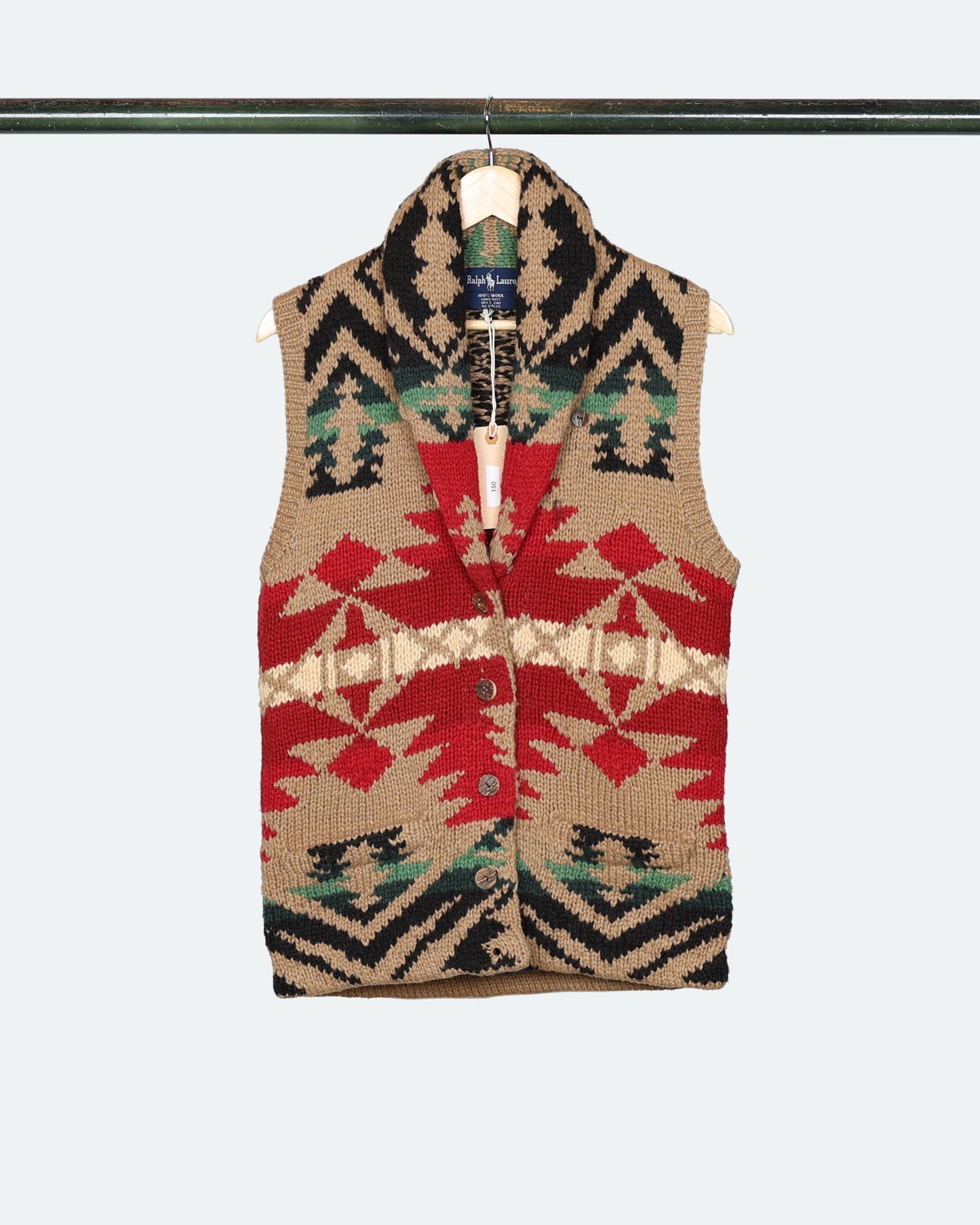 90s Polo Hand-Knit Wool Vest