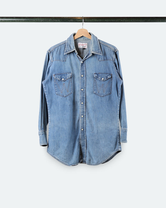 Vtg Wrangler Denim Snap Shirt