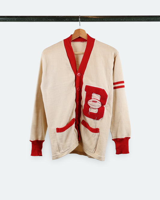 50s Wool Football Letterman Cardigan "B"