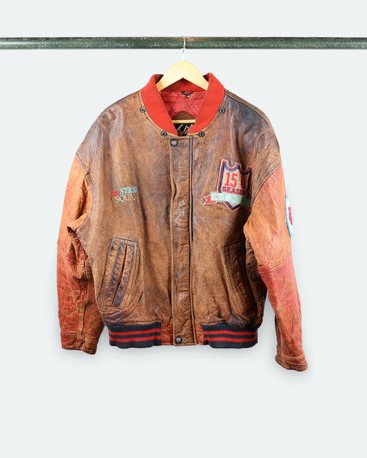 90s Winlit '1953 Champs' Leather Bomber