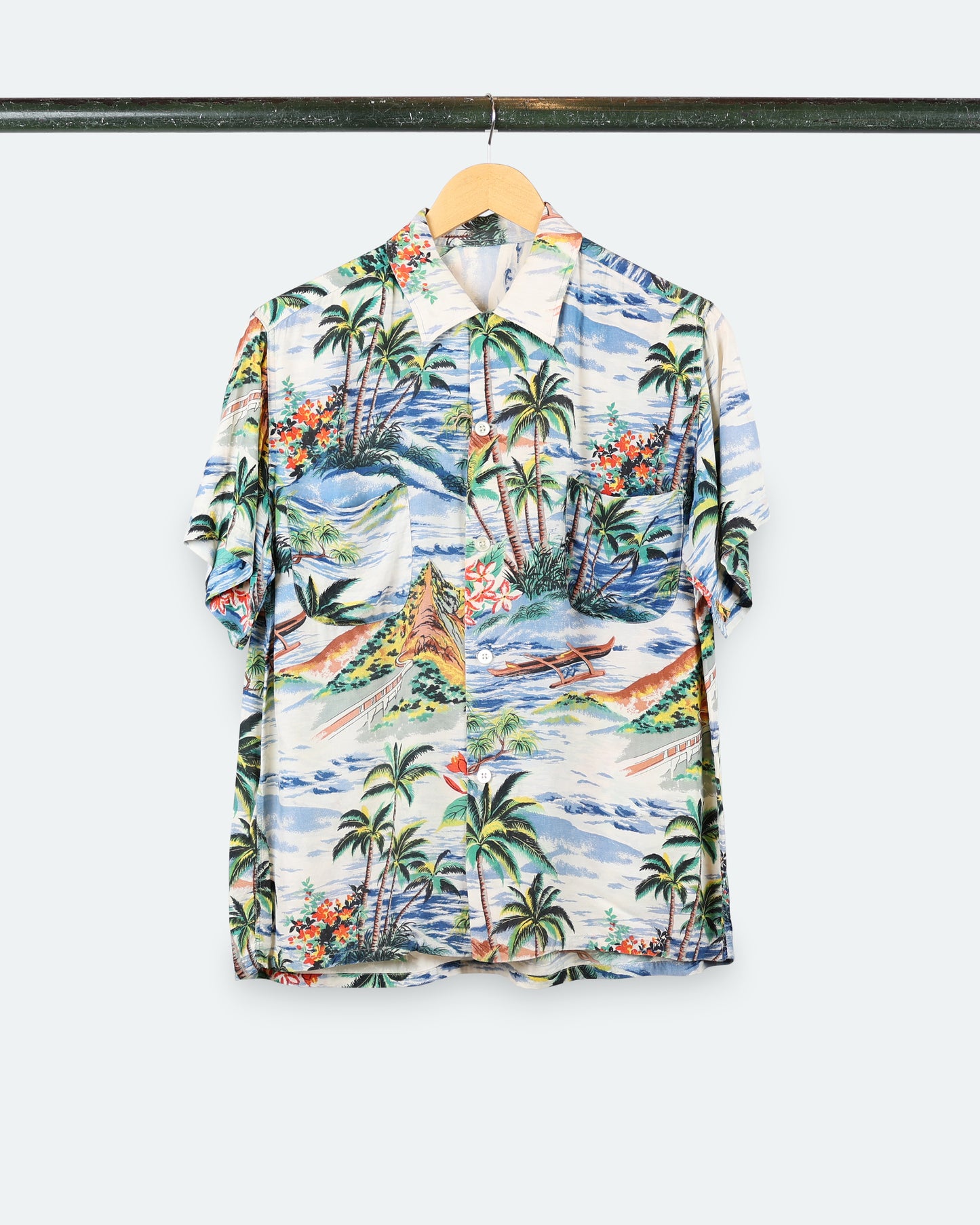 40s 'Bridge & Boat' Aloha Shirt