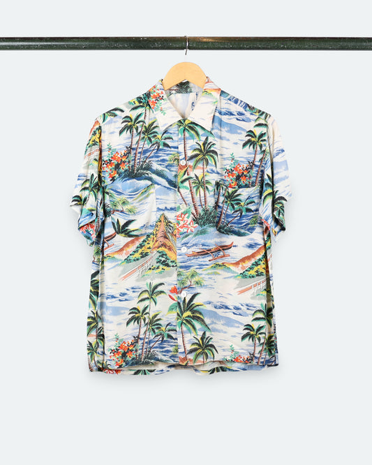 40s 'Bridge & Boat' Aloha Shirt