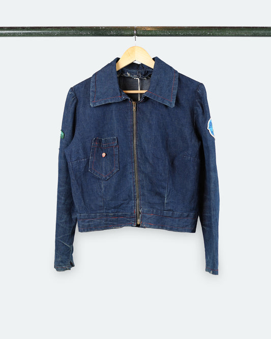 Vintage Girl Scouts Denim Zip Jacket