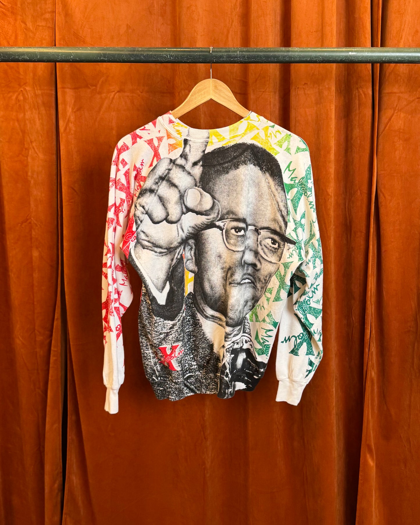 90s Malcom X AOP Crewneck