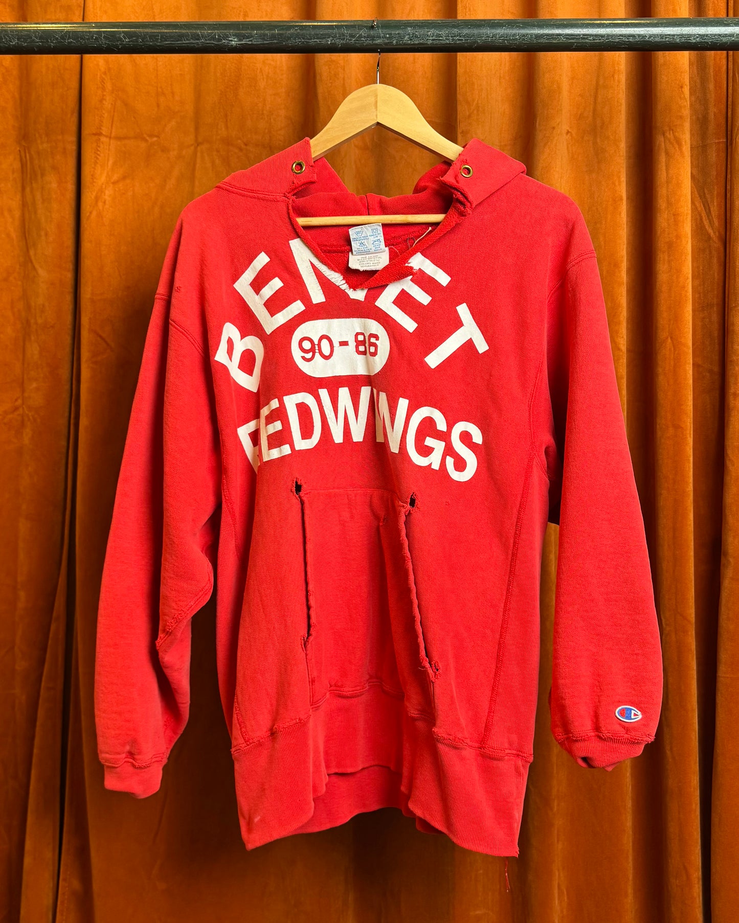 80s Champion Reverse Weave Benet Red Wings Hoodie