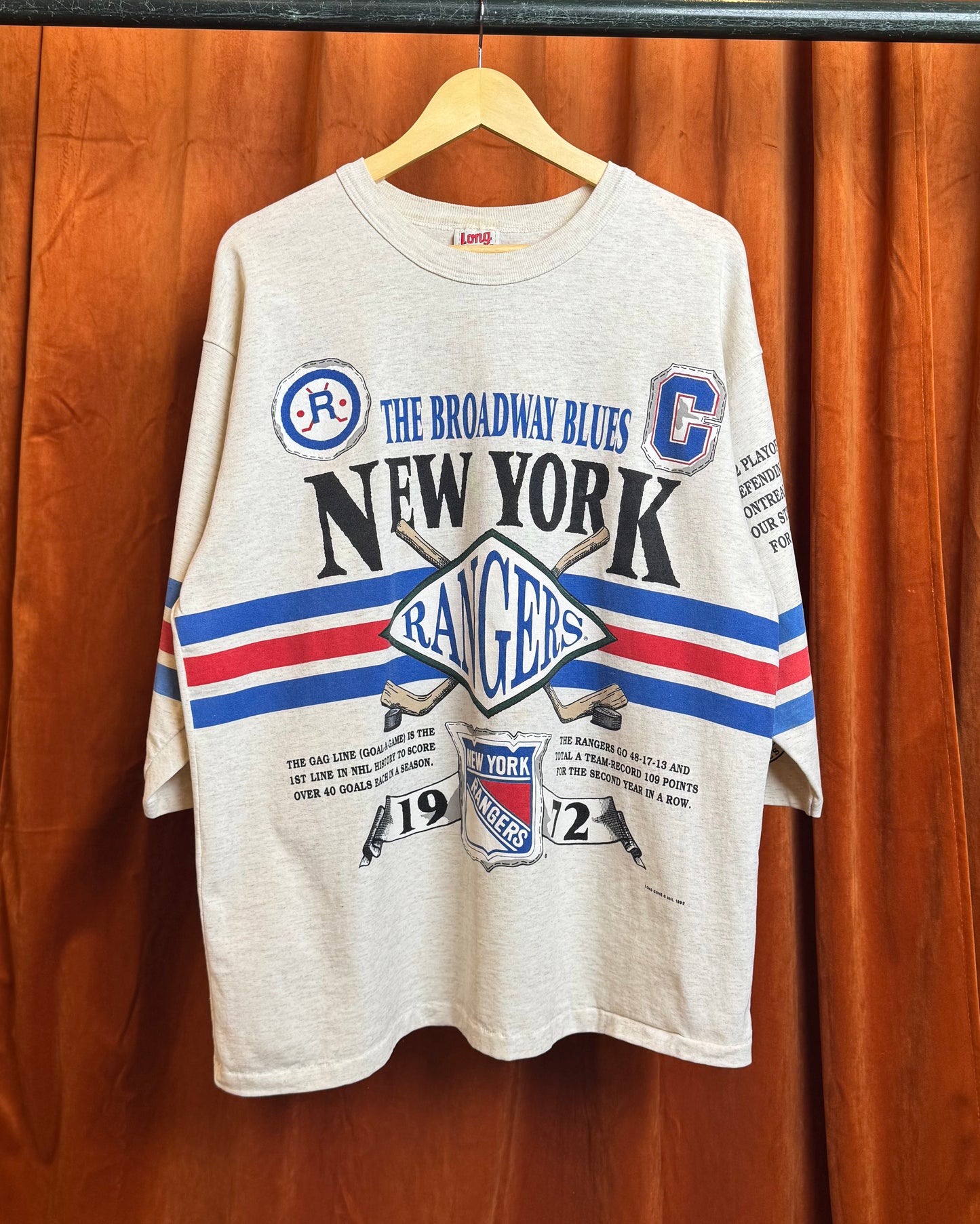1992 New York Rangers Long Sleeve All Over Print